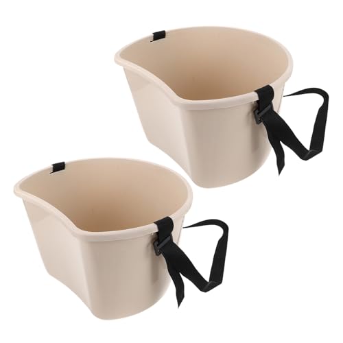 Gadpiparty 2 Piezas Cubo para Abono Multifuncional 22 Lb Blanco 2 Piezas con Correa Ajustable para Jardinería y Agricultura, Herramienta Ergonómica para Fertilizar y Recolectar Frutas en