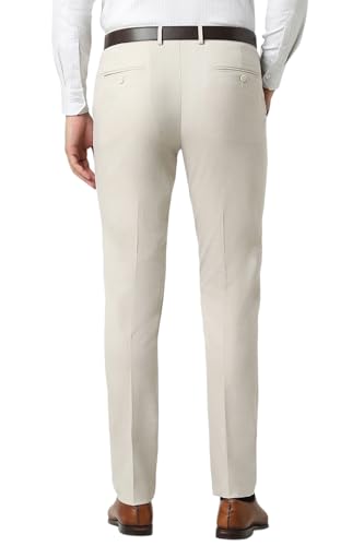 Image of Peter England Men Mid Rise Work Slim Fit Utility Pants