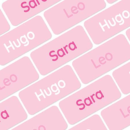 My Nametags® Award-Winning Name Stickers for Clothes & Items | 56 No-Iron, Washable Stick-On Tags for Babies, Kids & Adults (Light Pink)
