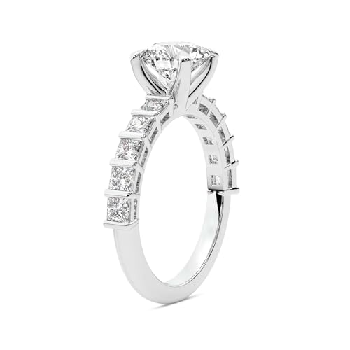 FRIENDLY DIAMONDS Lab Grown Diamond Engagement Ring For Women 0.50-6 Carat IGI Certified | 14K Or 18K White, Yellow Or Rose Gold | Keziah Side Stone Square Diamond Ring | FG-VS1-VS2 Quality3