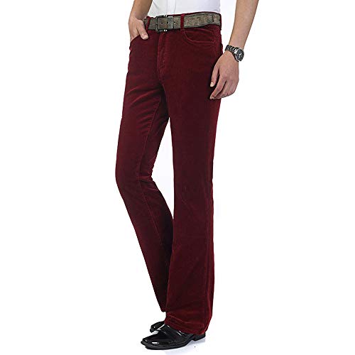 HAORUN Men Corduroy Bell Bottom Flares Pants Slim Fit 60s 70s Vintage Bootcut Trousers2