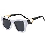 WFFZTZW Sonnenbrille für Damen, Luxusmode, Herren, UV400, Vintage (weiß)