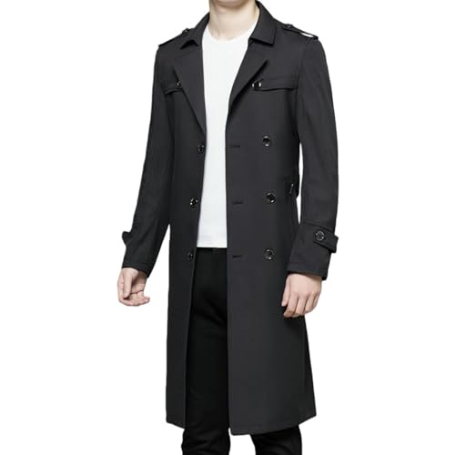 Trench-coat noir homme style coréen idéal pour le bureau et les sorties urbaines