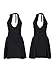 Tbahhir Women Bubble Mini Dress, Sleeveless Halter Deep V Neck Short Dresses Backless Sexy A-Line Club Party Outfits Black