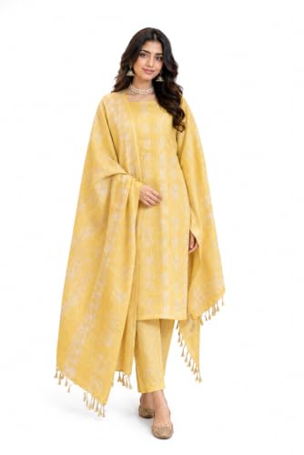 Image of HAIDER ALI AND SONS Handloom Cotton Silk Batik Print Unstitched Dress Material for Women with Dupatta | Bhagalpuri Suit Set | Salwar Suit Material | Festival, Party & Casual Wear