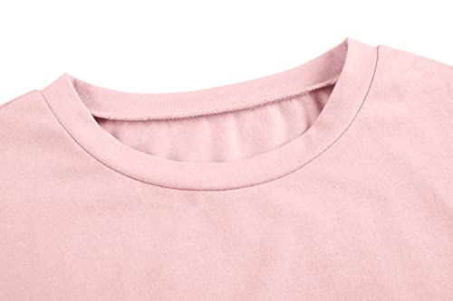 Image of Imily Bela Girls Cap Sleeve Summer Tops Casual Crewneck Loose Tshirts with Pocket