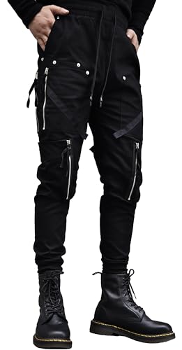 MOKEWEN Men's Techwear Jogger Cargo Cyberpunk Combat Tactic Ankle Pants with Pockets