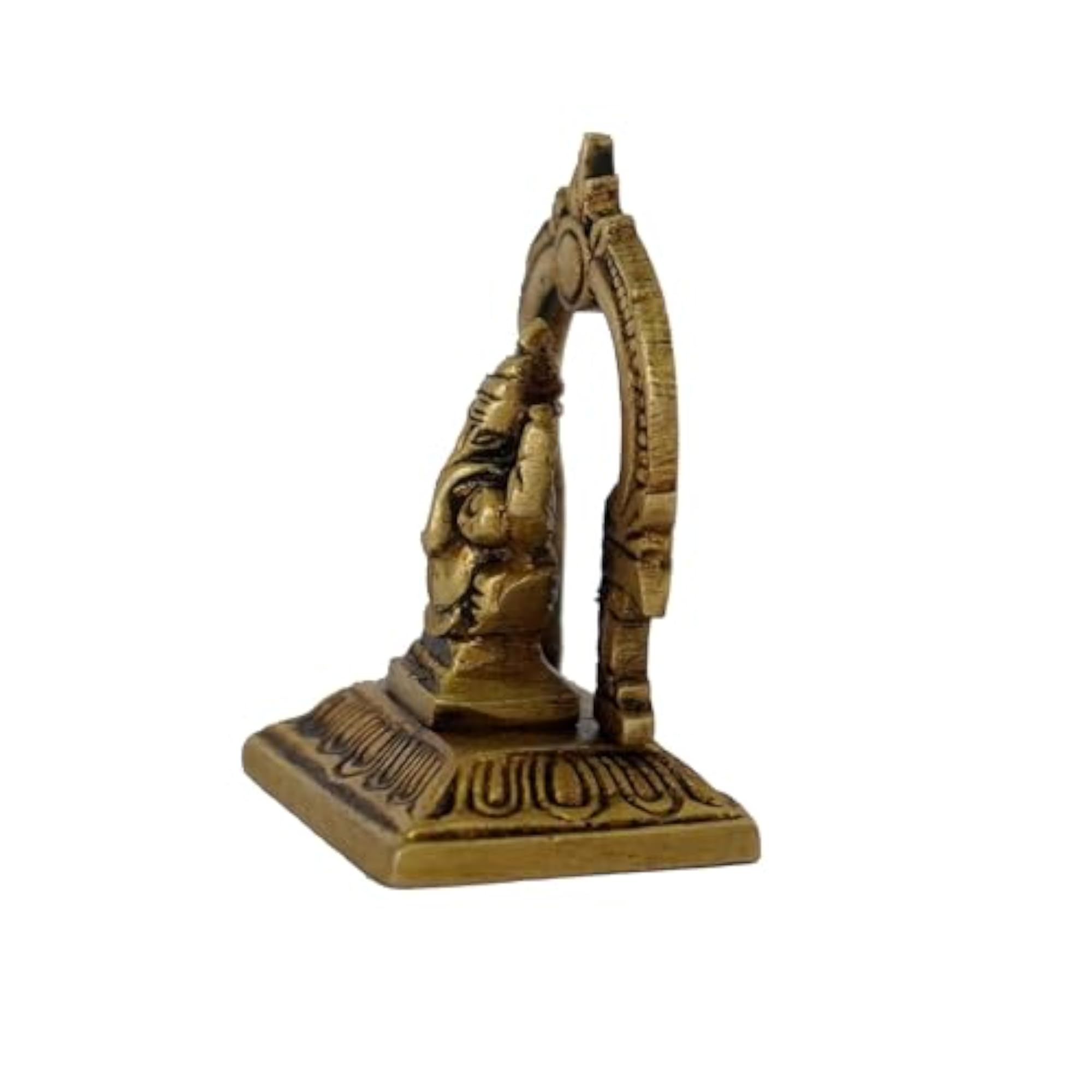 Brass Frame Right Trunked Ganesh Idol for Home Temple Decor