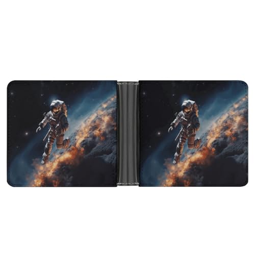 Cadeau pour homme : portefeuille fin astronaute en cuir de qualité