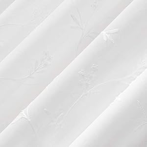 No 918 Delia Embroidered Floral Sheer Rod Pocket Curtain Valance 50 x 17 Ivory Off White