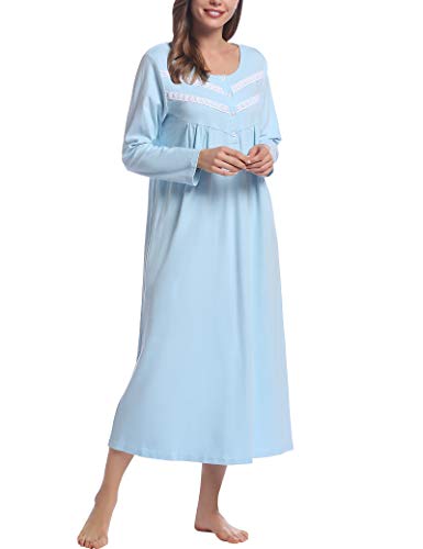 Joyaria Double Brushed 100% Cotton Flannel Nightgown Women Long Sleeve Thick Warm Night Gown Sleepwear Winter Spring S-XXL2