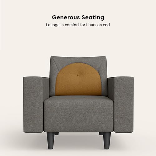 Image of Interio by Godrej Sofa Windle 1-Seater Fabric Sofa for Living Room, 3-Years Warranty, Solid Wood, Taupe and Camel