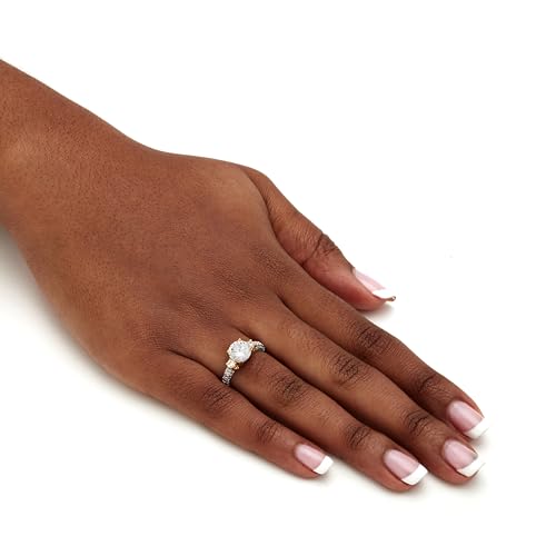 Yellow Gold-Plated Sterling Silver Round Cubic Zirconia 3 Stone Bridal Ring4