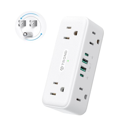 TROND Outlet Extender Surge Protector with 360 Rotating Plug, Multi Plug Wall Outlet with 6 Grounded...