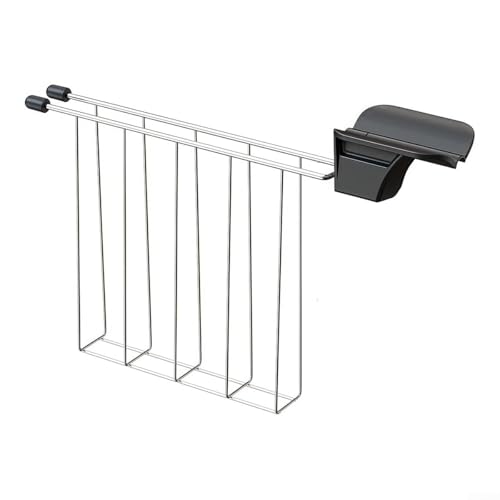 Porta pane in acciaio inox con clip e manici resistenti al calore, per tostapane e macchine per il pane, adatto per panini, bagel e teacake, accessorio da cucina compatto, per tostare anche (nero)