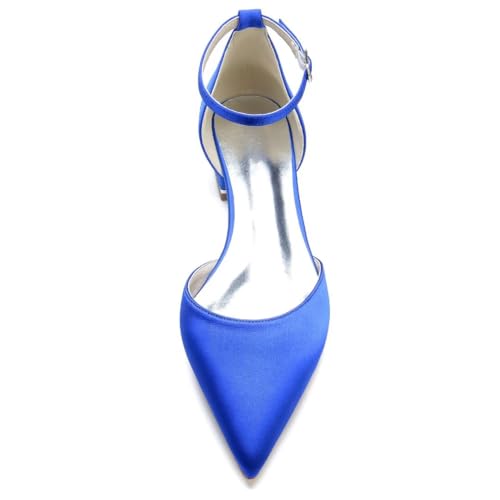 Women's Satin Bridal Flats Ankle Strap Wedding Shoes Pointed Toe Elegant Flats for Bride & Bridesmaid3