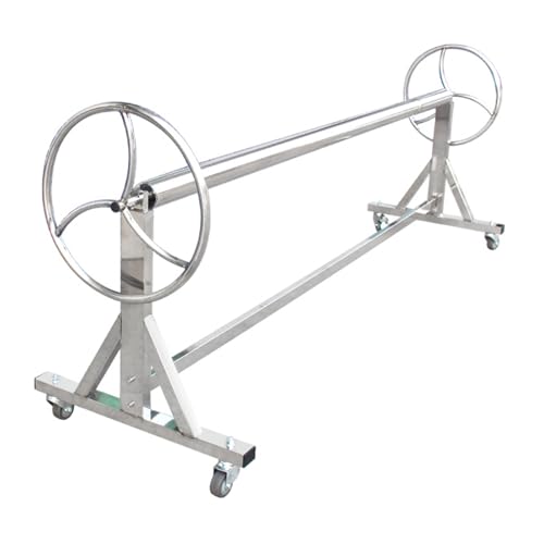 XDAWQP Sistema enrollador para Cubiertas de Piscina, de Acero Inoxidable 304. Enrollador de Cubierta Solar para Piscinas con Ruedas.