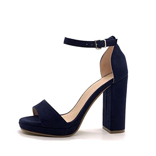Angkorly - Zapatillas Moda Tacón escarpín Sandalias Abierto La Noche Matrimonio Ceremonia Mujer básica básica Tacón Ancho Alto 12 CM - Azul Marino W05-6 T 38