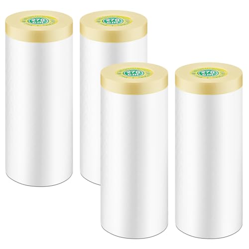 4 Rolls Pre-Taped Masking Paper for Painting