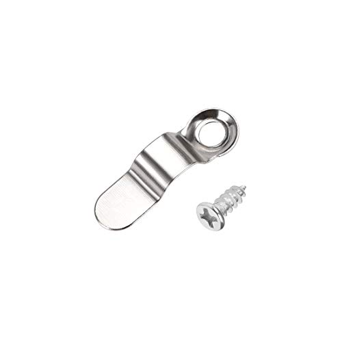 Image of uxcell Frame Turn Button, 9 /10 inch Metal Bow Shape with Screws for Hanging Pictures, Photos, Drawings and Posters, 100 Pcs (Silver Tone)