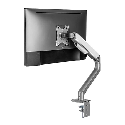 Image of Desky Spring Eco Single Monitor Arm - Gas Spring Mount for 13-32 inch Monitors, Full Motion Adjustability, Cable Management, VESA 75 /100, Heavy-Duty Aluminum - Space Grey