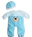 JC Toys Blue Bear Themed Romper with Pacifier for Dolls up to 20