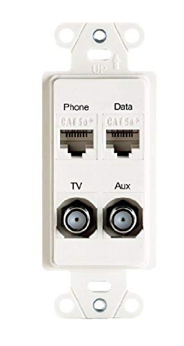 Placa de pared de 4 puertos On-Q WP3422 negro para teléfono datos y televisión 2