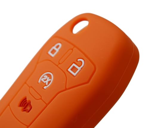 Image of Silicone Rubber Key Fob Covers Protector for Ford F150 F250 F350 F450 F550 Raptor Ranger Transit Fusion Bronco Lightning Maverick XLT (Flip Key)