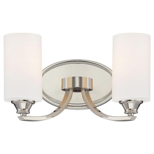 Image of Minka Lavery Wall Light Fixtures 3982-613 Tilbury Wall Bath Vanity Lighting, 2-Light 200 Watts, Polished Nickel