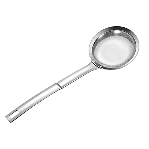 Fiactero de malla fina Columnores de acero inoxidable espuma de espuma Strawberry Mesh Skimmer Spoon Pequeño colador fino