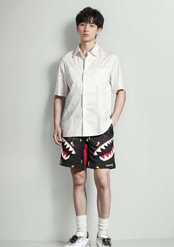 Men's Quick Dry Athletic Print Shorts Gym Mesh Stretch Activewear Elastic Waist Basketball Graphic Streetwear with Pockets3