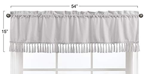 image for Sweet Jojo Designs Grey Boho Bohemian Window Treatment Valance - Solid