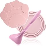 POOKIE 猫缶 犬缶 保存用 蓋 フタ キャップ カバー 同色2枚セット 密閉 ECO 3サイズ適合 万能 スプーン付き 缶詰 角にフィット (ピンク)