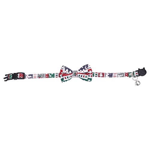 Coleira de cão de gravata borboleta de Natal com estampa colorida pequena coleira de animal de estim