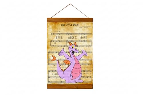 Figment One Little Spark Disney Sheet Music Canvas - Inspirational Epcot Art for Disney Fan Wall Decor - Wood Framed 8.7' x 11.8'
