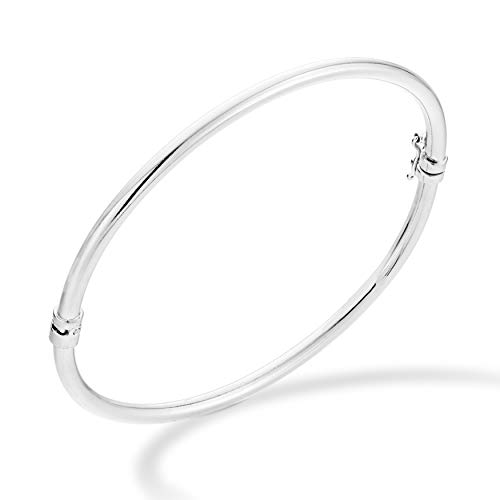 Miabella 925 Sterling Silver Italian Classic Hinged Bangle Bracelet for Women Teen Girls, 6.75 to 8 Inch Made in Italy (Large (7.75