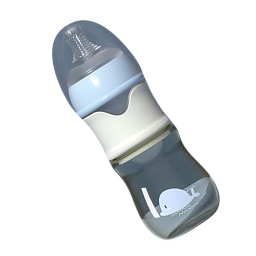 FUNNETOYU Biberón de Vidrio para Ñiño 150ml Azul, Botella para Almacenar Leche Boca Ancha, Contenedor Seguro de Pp Alimentario, Adecuado para Viaje y Alimentación Infantil
