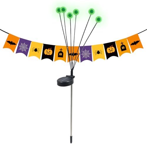 Solar Scary Eyeball Lights, Halloween Eyeball Decorations Lights, Waterproof Swaying Firefly Decor Lighting Decorations Path Lanterns for Yard Flowerbed Walkway Patio Parties