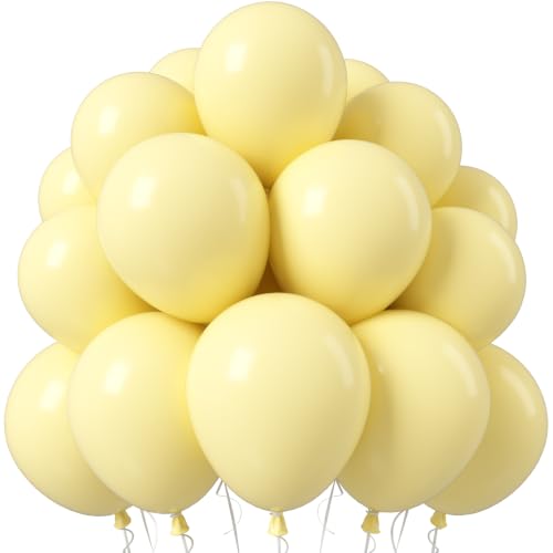 Image of Jobkoo Pastel Yellow Balloons, 12 Inch Light Butter Yellow Latex Balloon