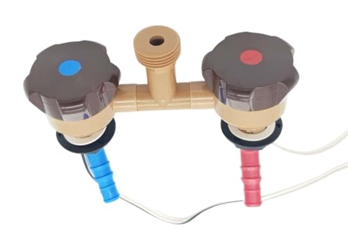 CR-MOESANCO® Novo-Wasserhahn-Set, Braun, mit Doppeleingang und 2 Klemmen mit Steinausgang, 1/2 für Wohnwagen, Wohnmobil, Wohnwagen oder Boot (weiß)