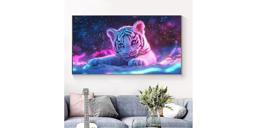Broderie diamant tigre 90x180cm grand format kit complet
