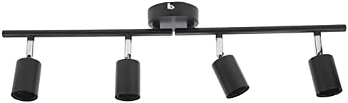 GUPE 4 Light LED Track Lighting, 60W Adjustable LED Track Lighting Fixtures Kit Directional Ceiling Spotlight Foldable Black Ceiling Spot Lighting for Kitchen Gallery Dining Room