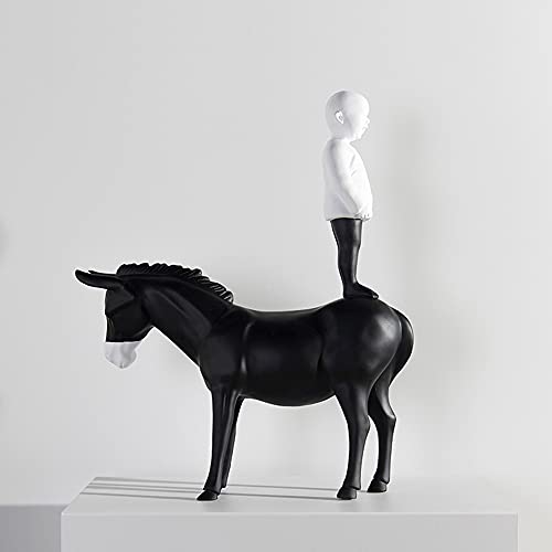 Jongen Op Ezel Statues Sculptures Decorative,Schattige Personages En Dieren Creatief Decoration Figures,statue Resin… - Image 5