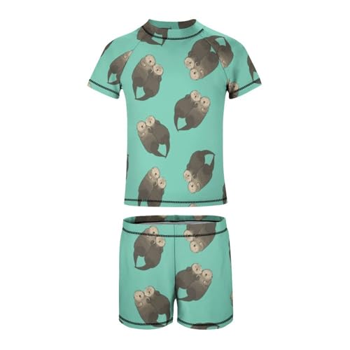 Otters Holding HandsChildren's Swimsuits Boys Two Piece Suit7-9Y（120cm）2
