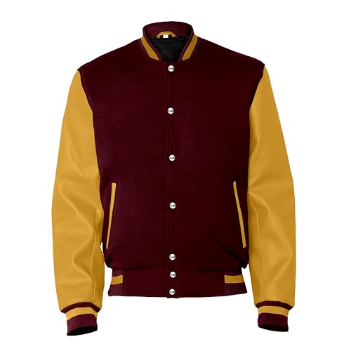 Image of Baseball Wool Letterman Varsity Faux Leather Sleeve For Men | Wool Varsity Bomber Jacket