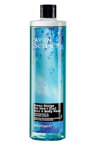 Avon Senses Ocean Surge Mint und Meer Duft Männer Duschgel für Haar und Körper 500 Ml