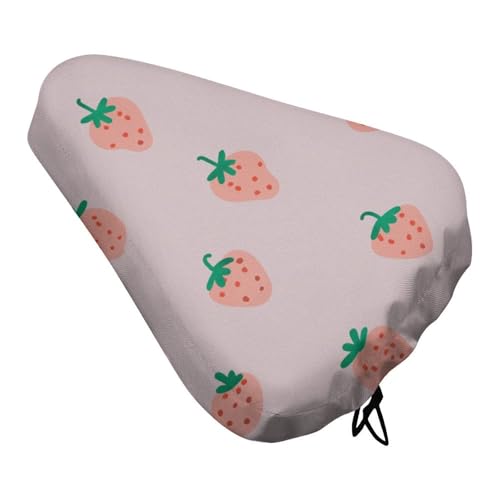Treer Fahrradsattel Abdeckung Wasserdicht, Fruchtmusterdesign Fahrrad Satteldecke, Wasserdicht Regenschutz Sattelabdeckung Sattelbezug, Sattelüberzug für Meisten Fahrräder (Erdbeere,2 Stück)