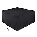Unicook Square Fire Pit Cover 38 Inch, Heavy Duty Waterproof Fire Table Cover, Outdoor Firepit Cover with Drawstring and Handles, Fade Resistant Material, All Weather Protection, Black