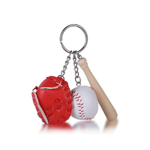 LiJuanWang Portachiavi Baseball,Mini Guanto da Baseball Portachiavi Portachiavi Sport Cuoio da Baseball in Pelle Portachiavi Mini Mazza da Baseball Ciondolo Portachiavi