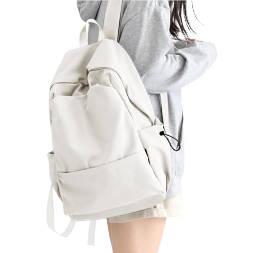 HYC00 Schulrucksack Teenager Mädchen Schultasche,Schulranzen Rucksack Mädchen Teenager Schule College-Rucksack Damen Backpack Casual Daypack Laptop Rucksack 14 zoll Damen Tagesrucksack,Weiß